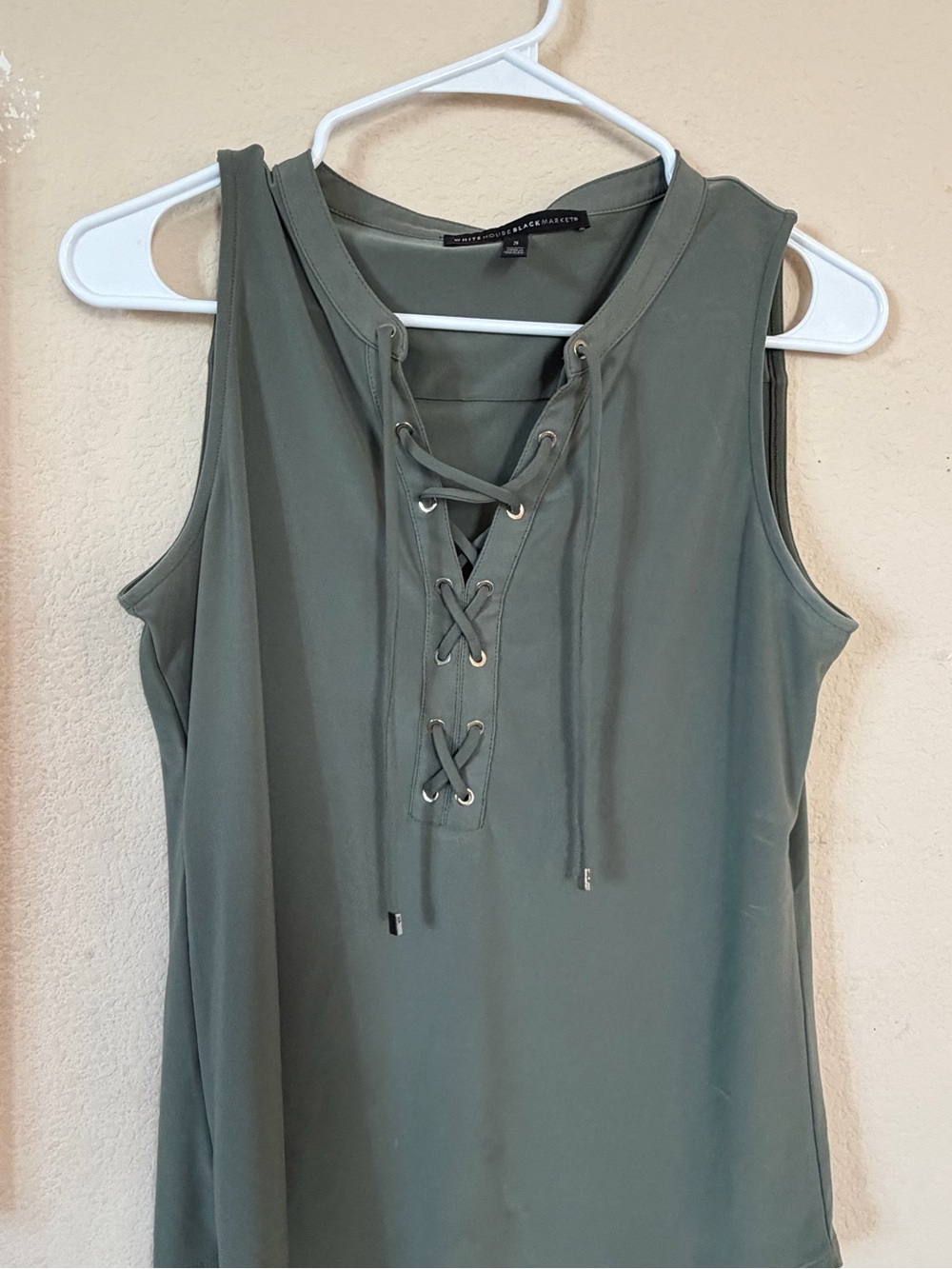 White House Black Market Sleeveless Performance Tank Top - Olive Green